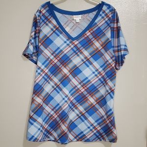 LuLaRoe Christy T 2X Blue Plaid New w/o Tags!